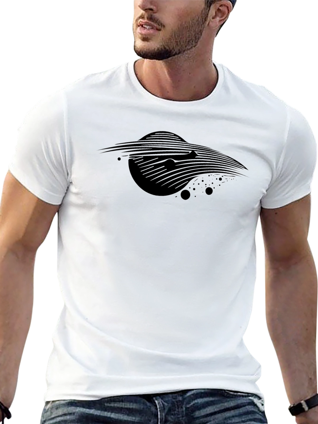Mens Black T-Shirt - Abstract Space Design