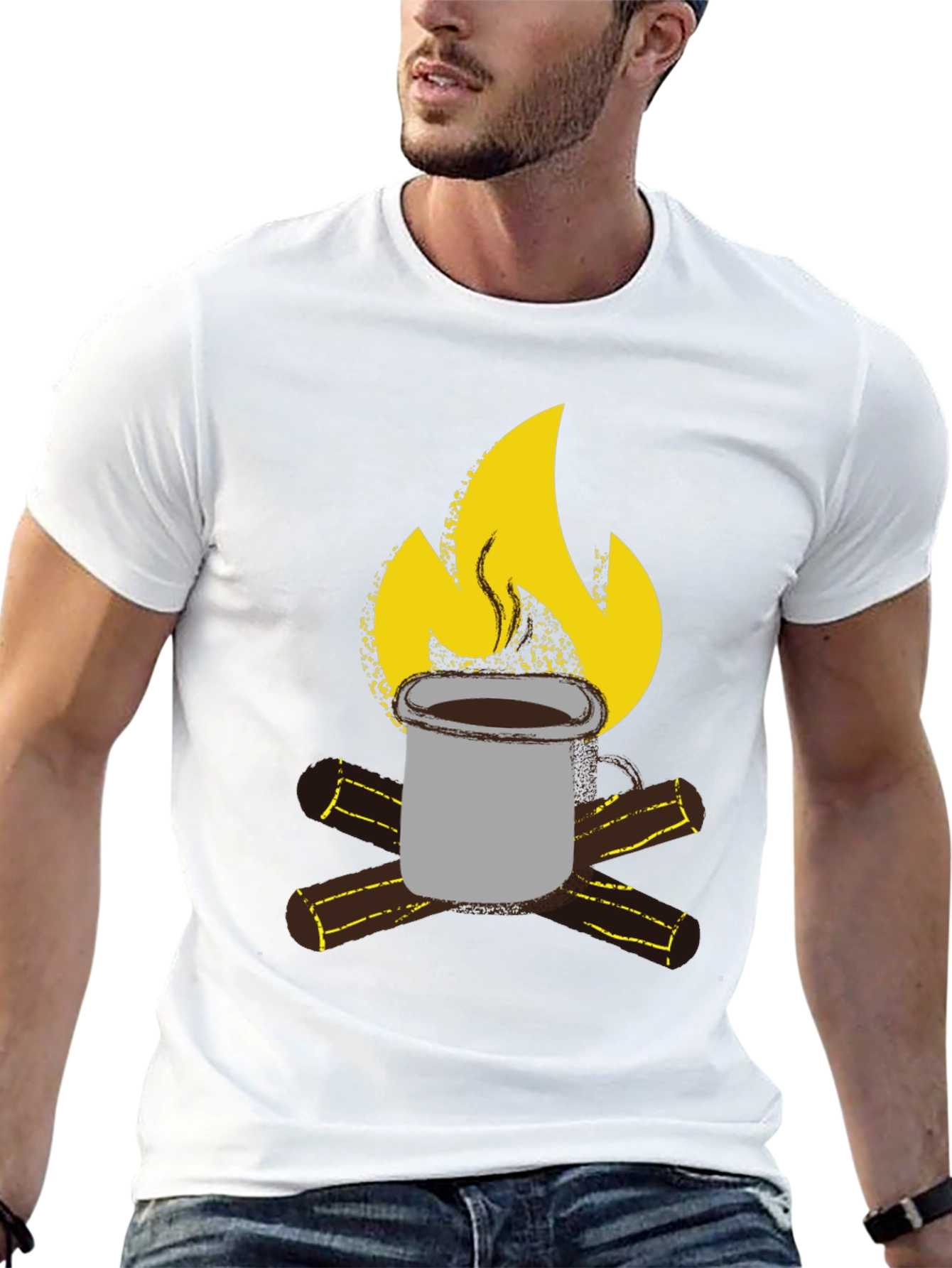 Campfire Coffee Graphic T-Shirt - Black