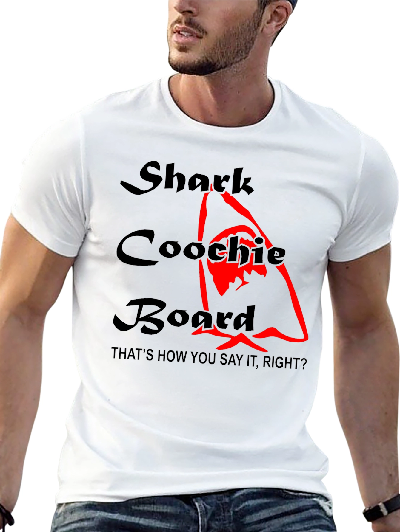 Shark Coochie Board Funny Graphic T-Shirt