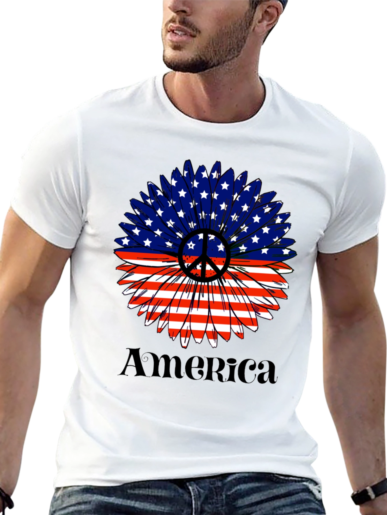 Patriotic Peace Sunflower T-Shirt