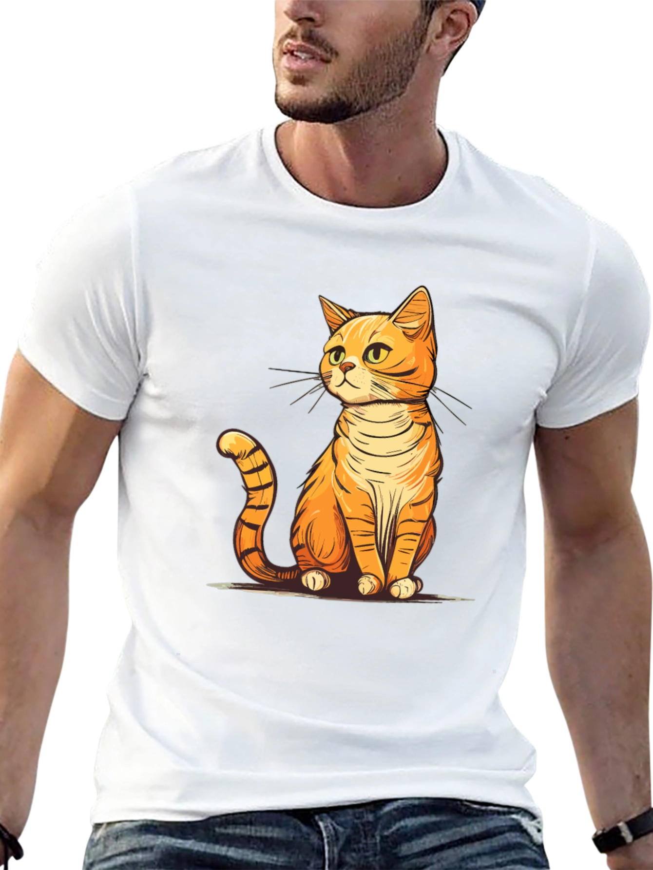 Cute Cartoon Cat T-Shirt - Unisex Black Tee