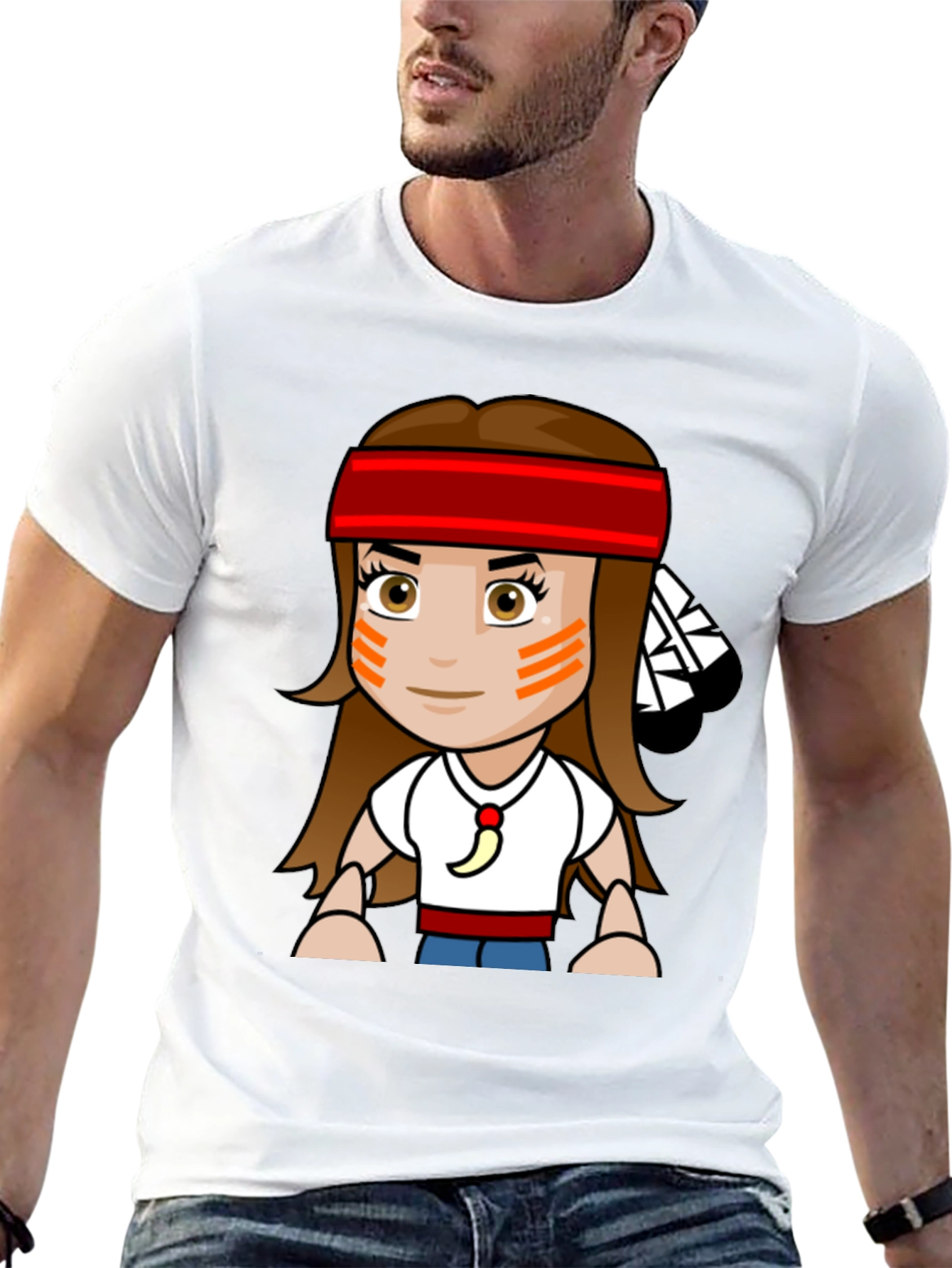 Cartoon Native American Girl T-Shirt