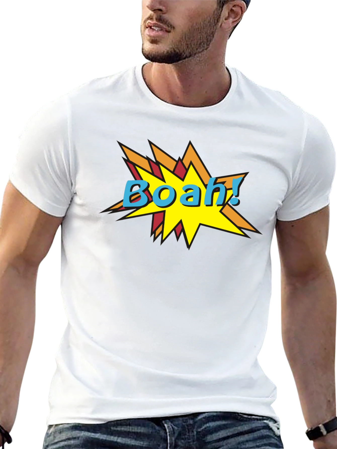 BOAH! Comic Style Graphic Print Black T-Shirt