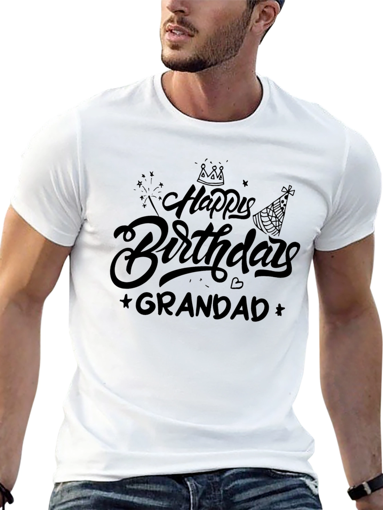 Happy Birthday Grandad Black T-Shirt