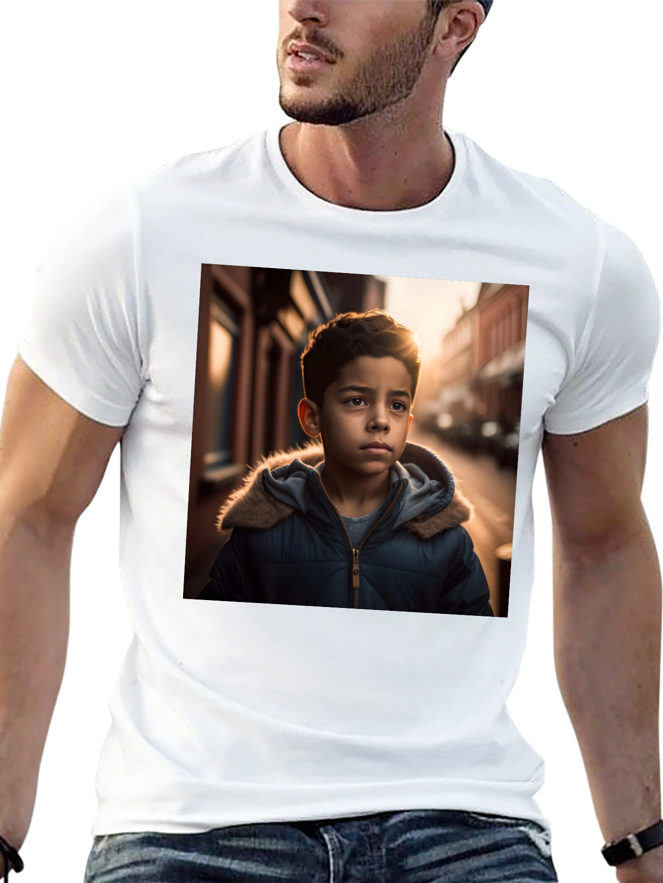 Boy in Winter Coat T-Shirt