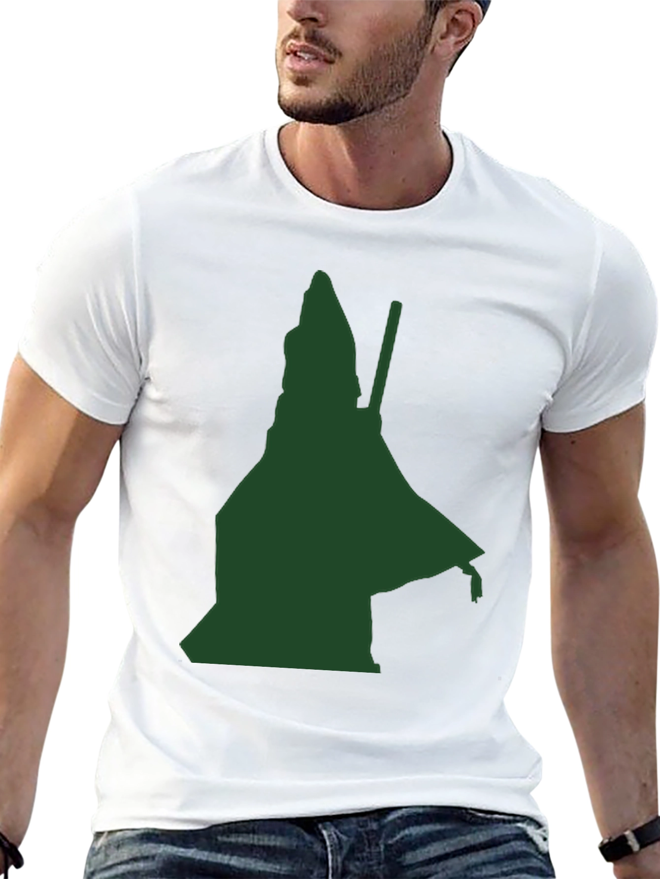 Green Wizard Silhouette Black T-Shirt