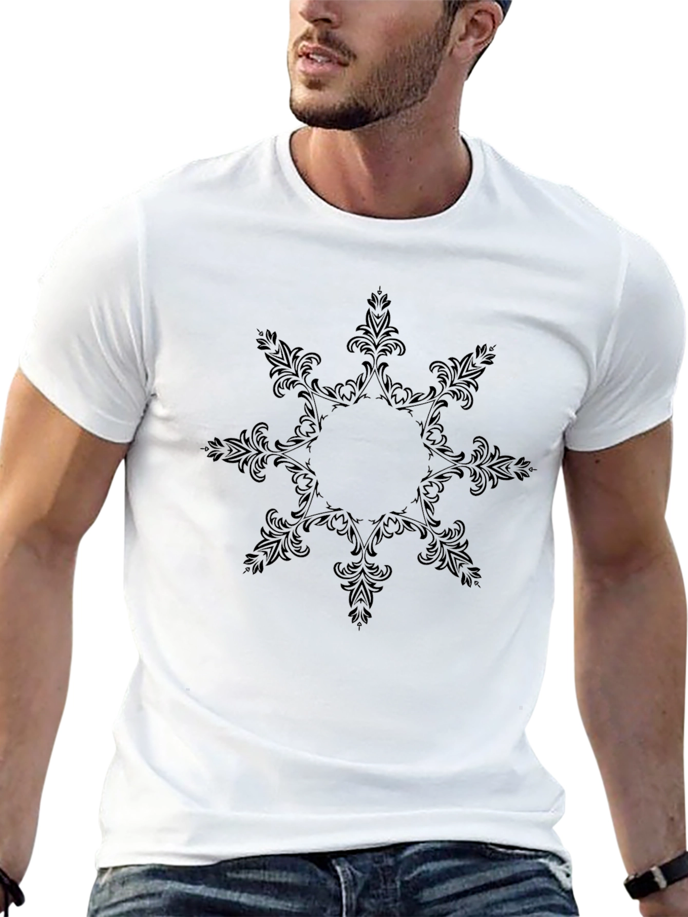 Elegant Black Floral Medallion Tee