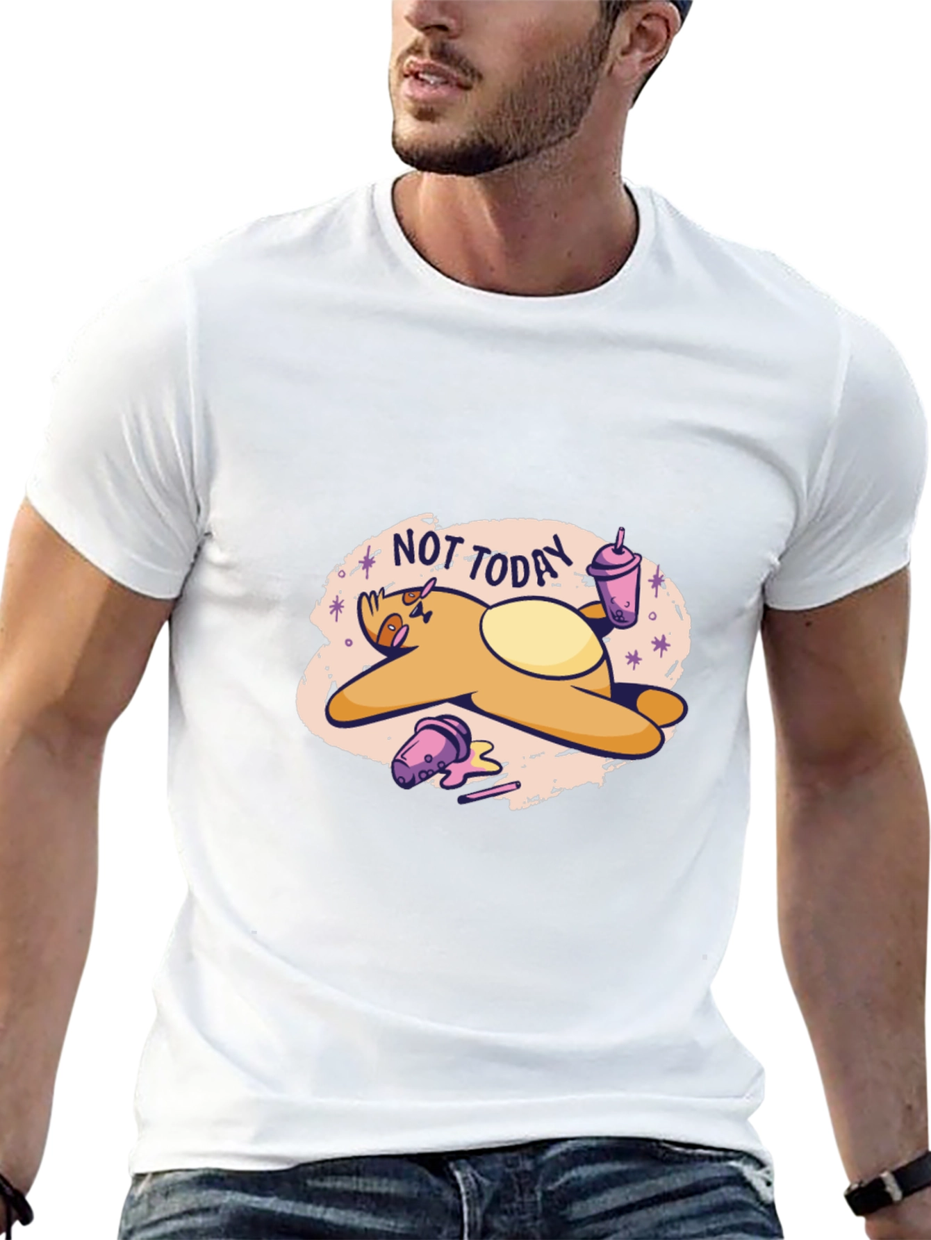 Lazy Sloth Graphic T-Shirt - Not Today Relaxed Fit