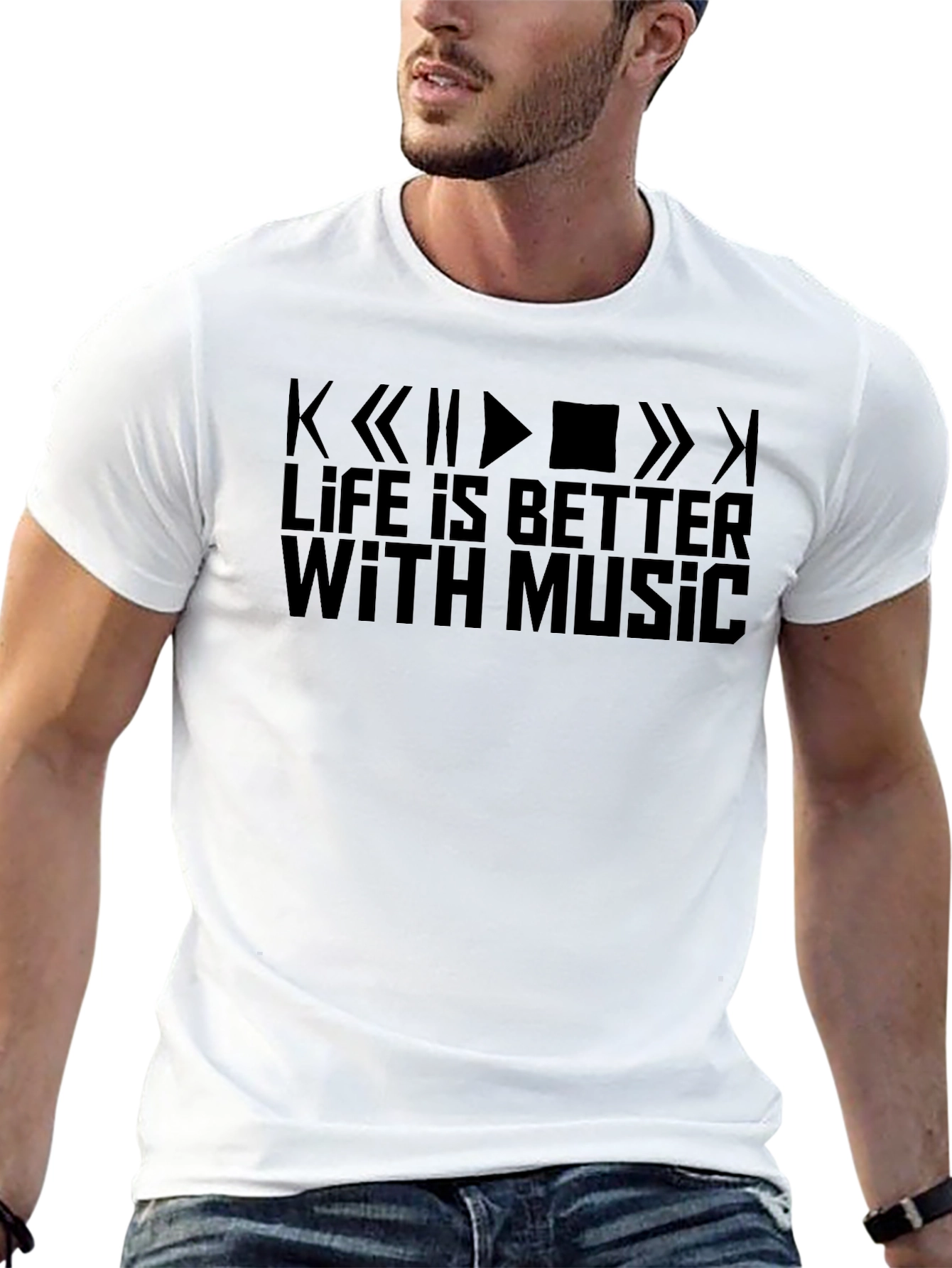 Life Is Better With Music Graphic Tee - Black
