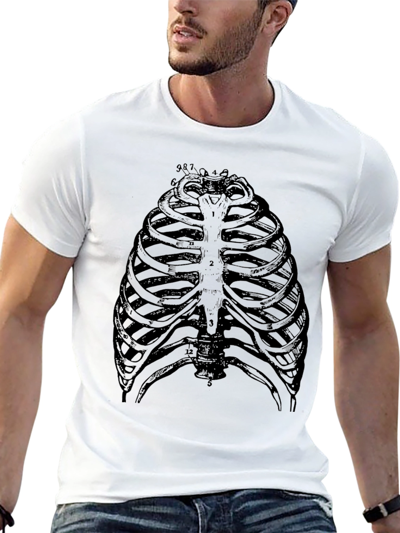 Anatomical Rib Cage Graphic T-Shirt - Black