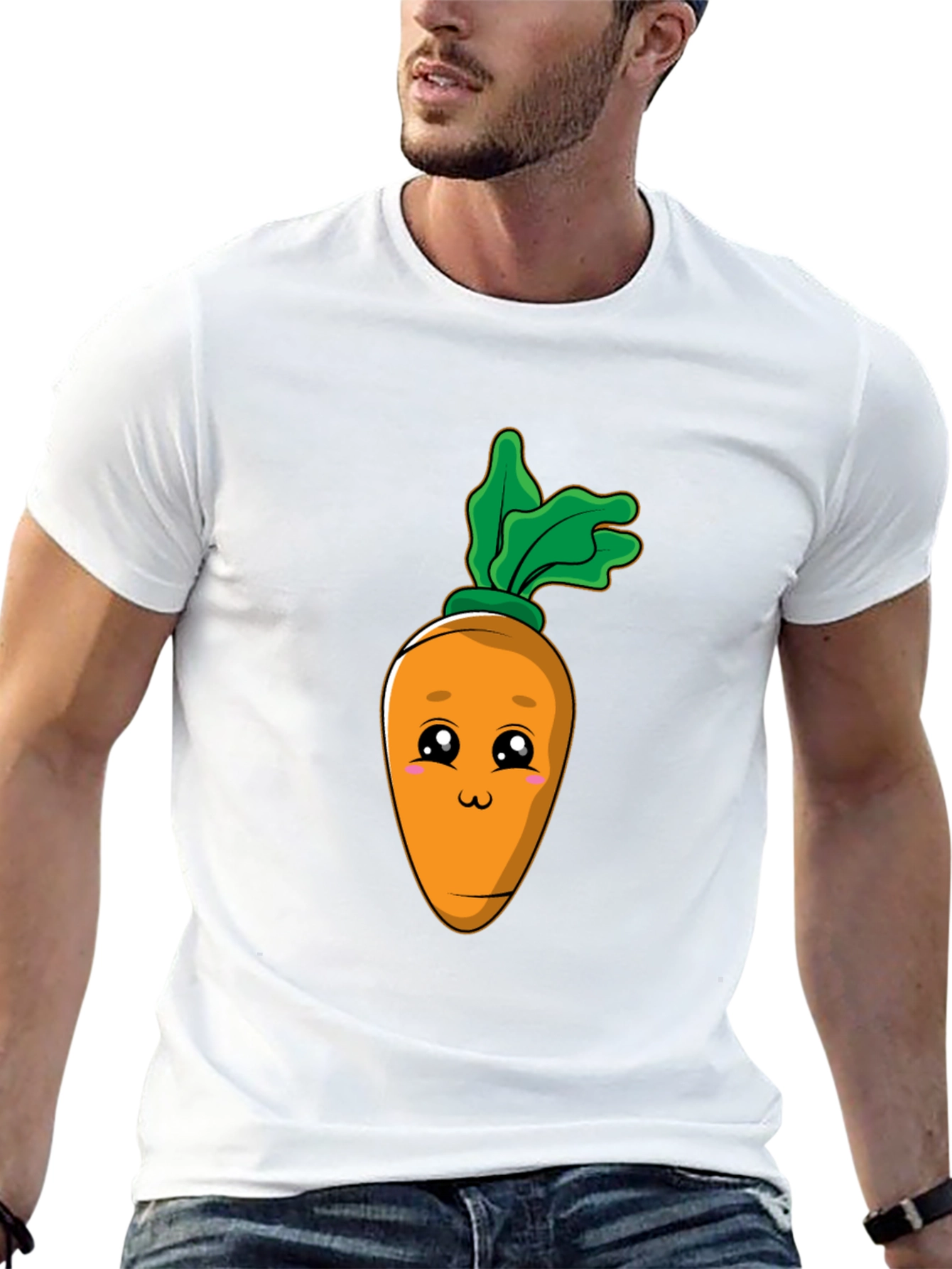 Cute Carrot Graphic Tee - Black Cotton Blend T-Shirt