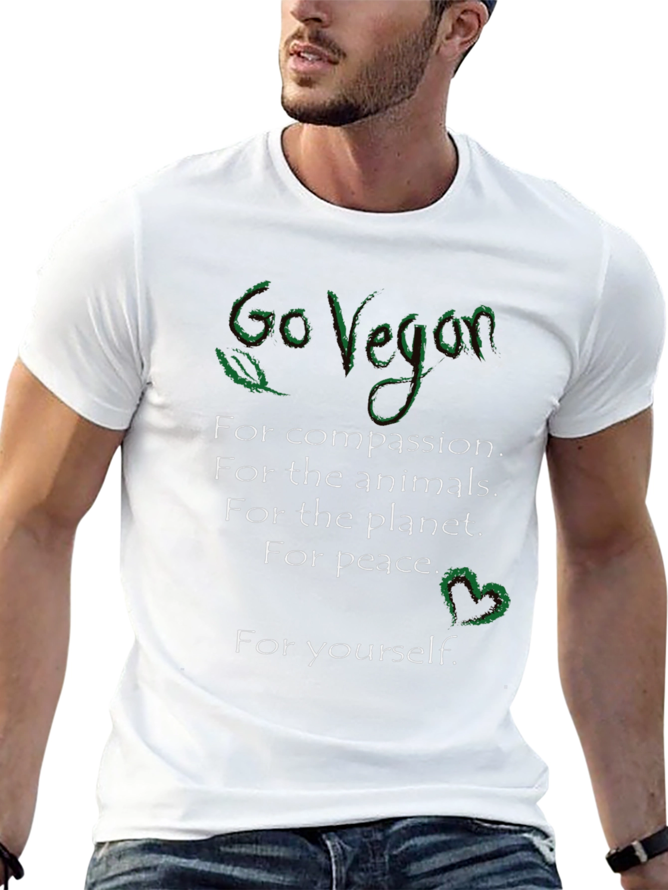 Go Vegan T-Shirt - Compassion Animals Planet Peace You