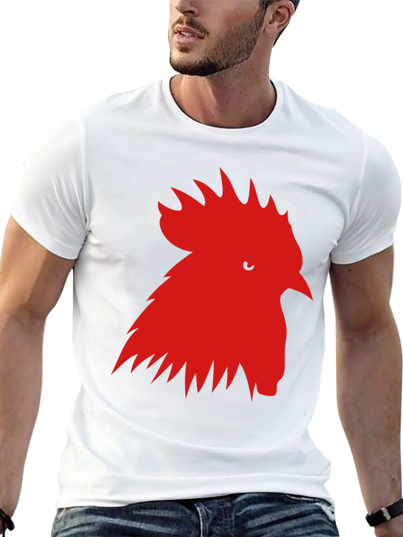 Rooster Graphic Tee - Black Cotton T-Shirt