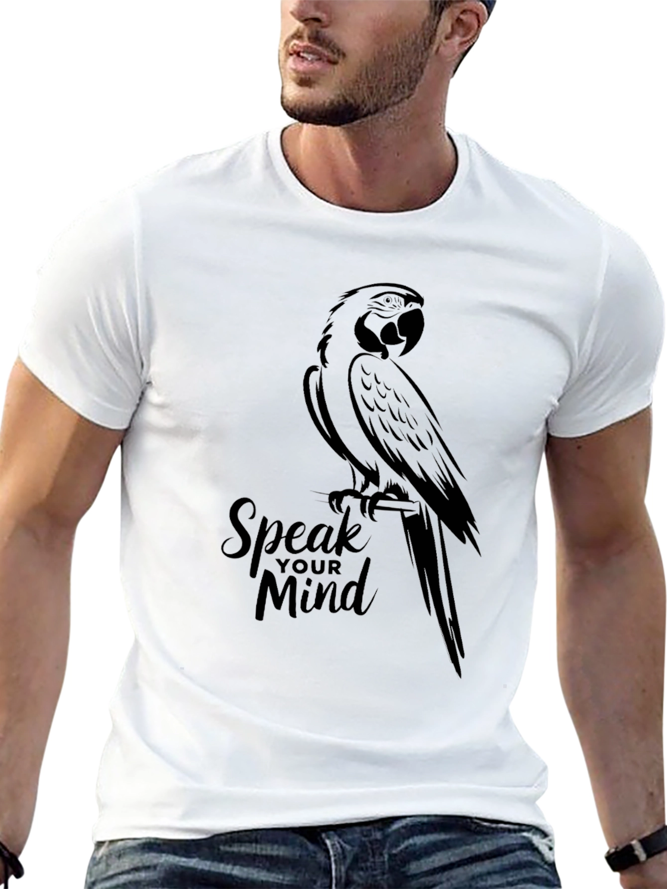 Speak Your Mind Parrot Graphic Tee - Black