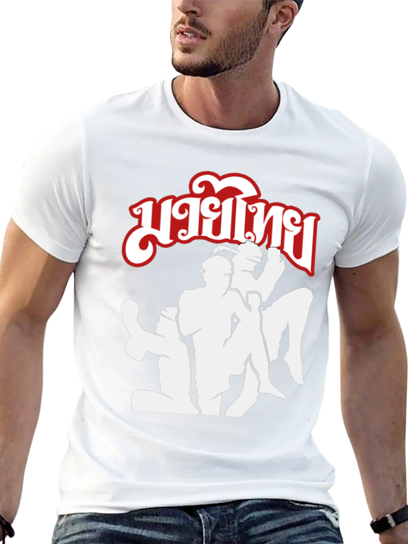 Muay Thai Fighter Graphic Print Black T-Shirt