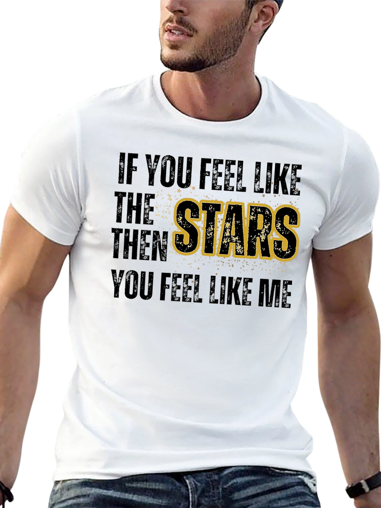 Stars Graphic Print Black T-Shirt