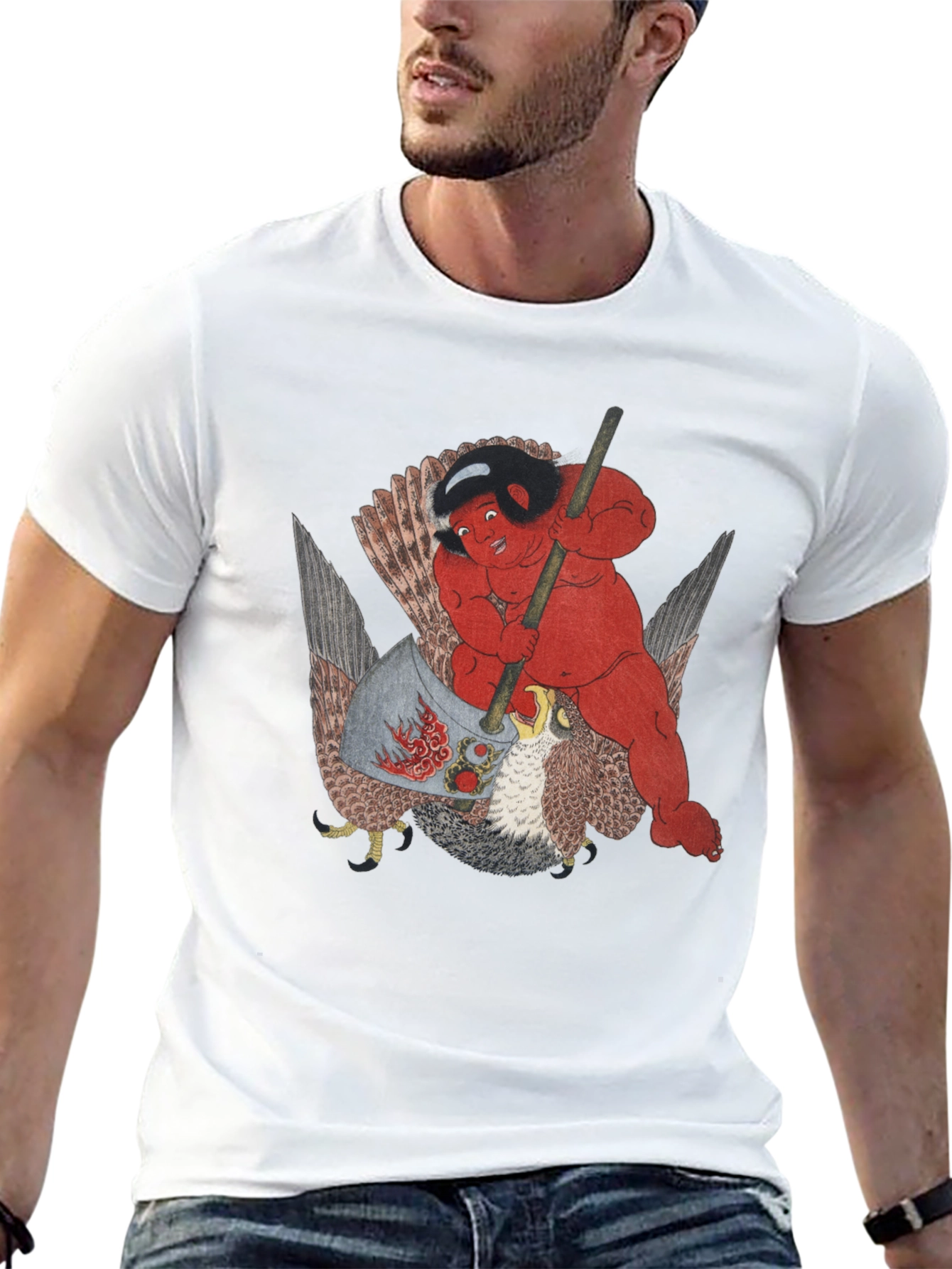Red Demon Riding Falcon Graphic Tee