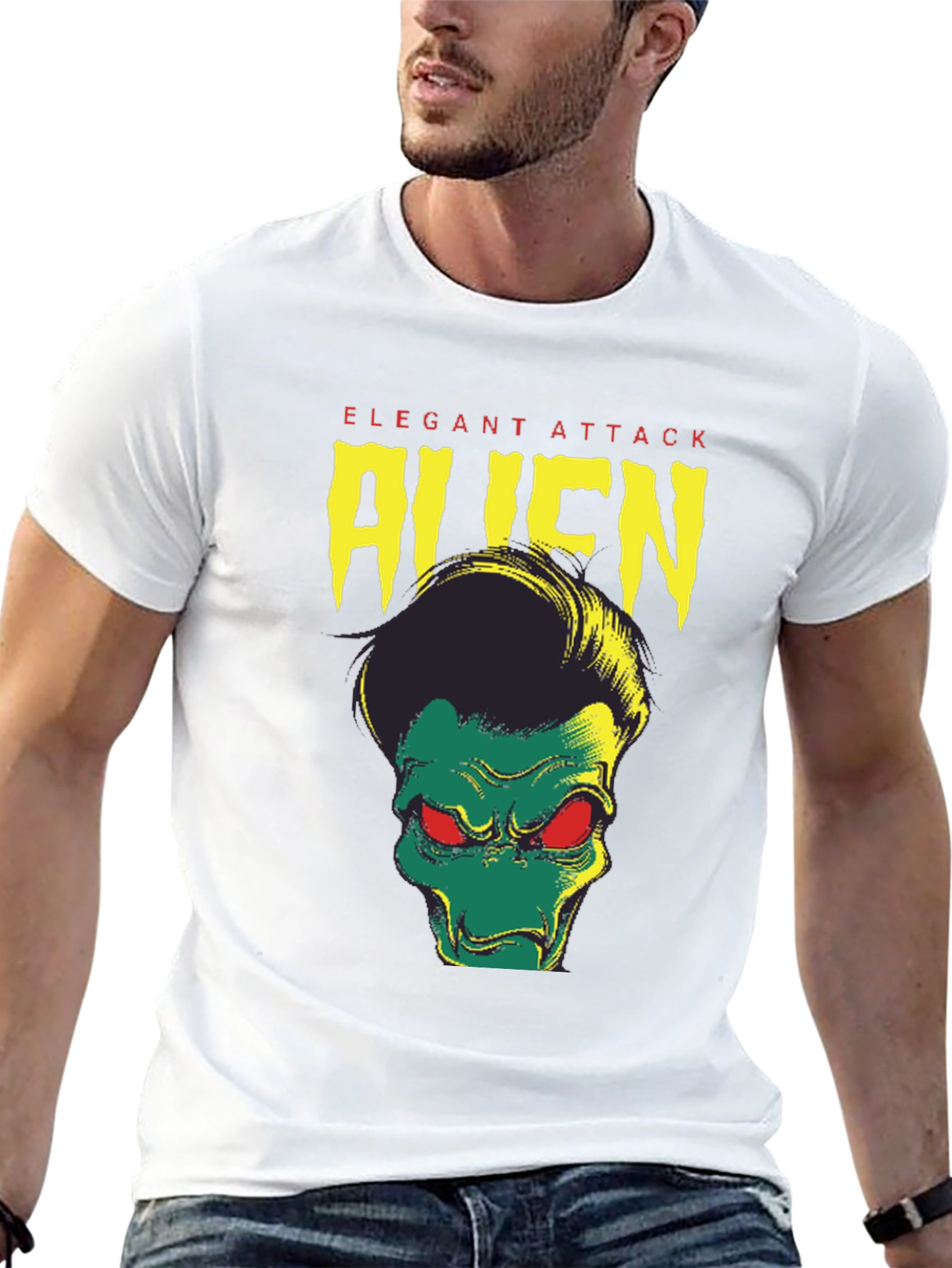 Elegant Attack Alien Graphic Tee - Black