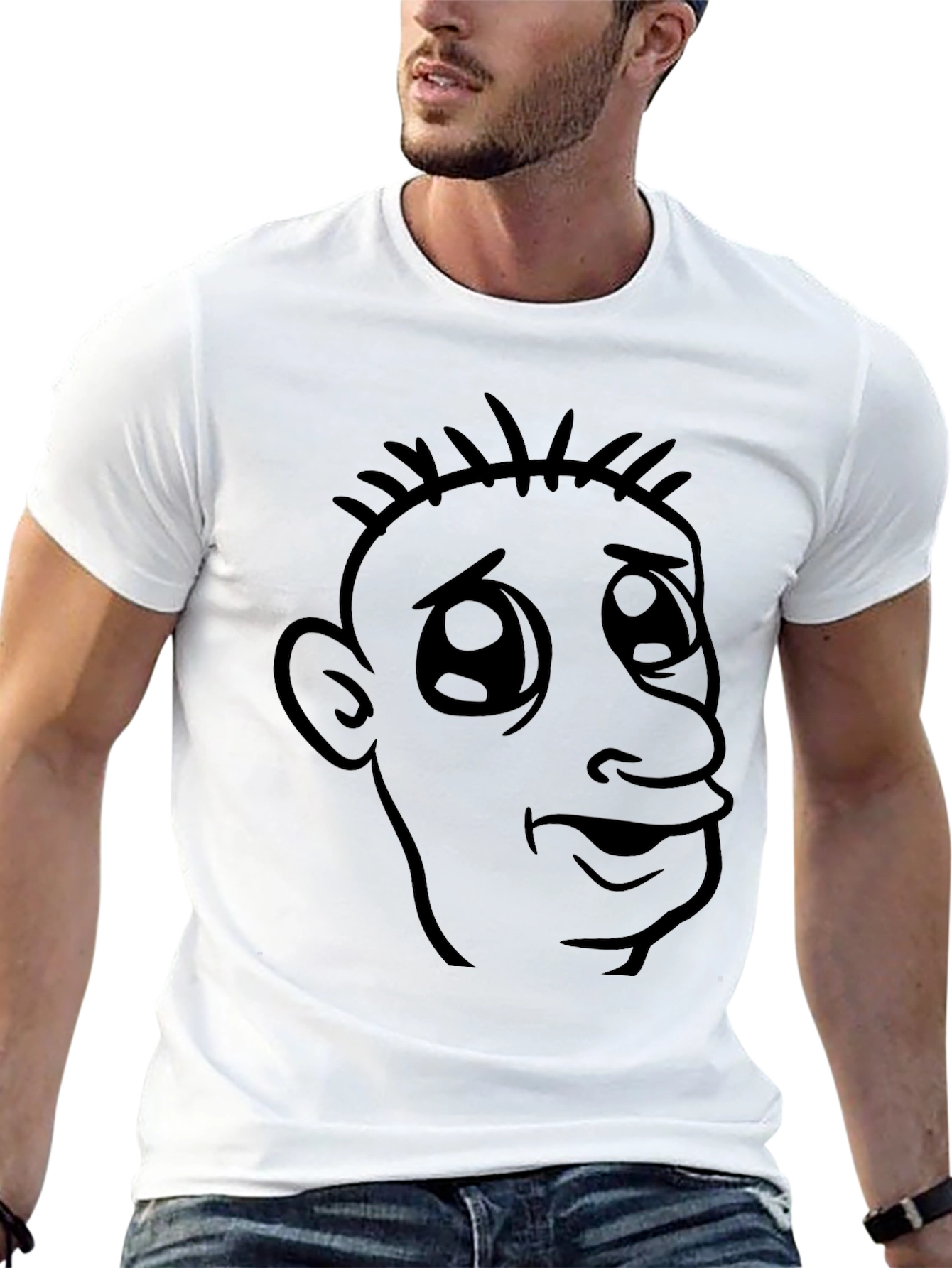 Cartoon Face Black Graphic T-Shirt