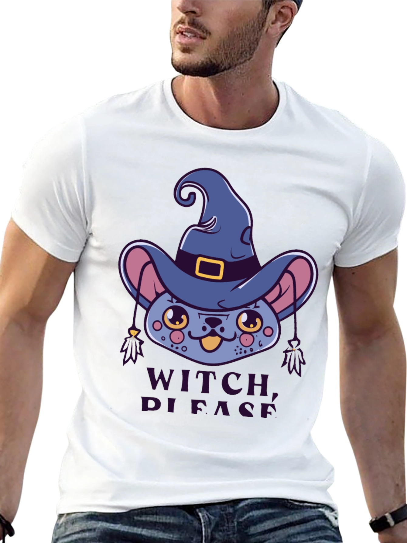 Witch Please Cat Graphic Tee - Halloween Shirt