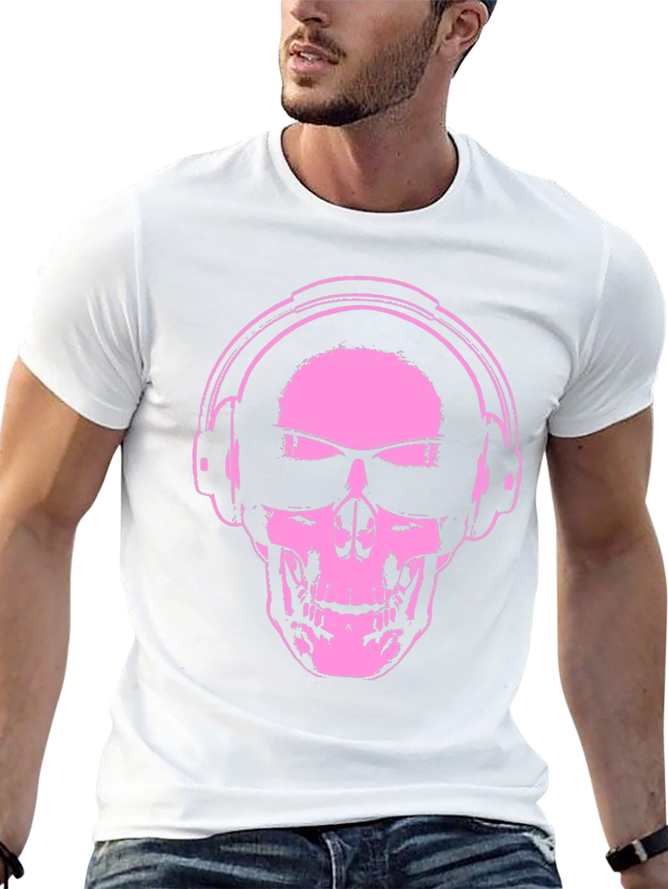 Skull With Headphones Graphic T-Shirt