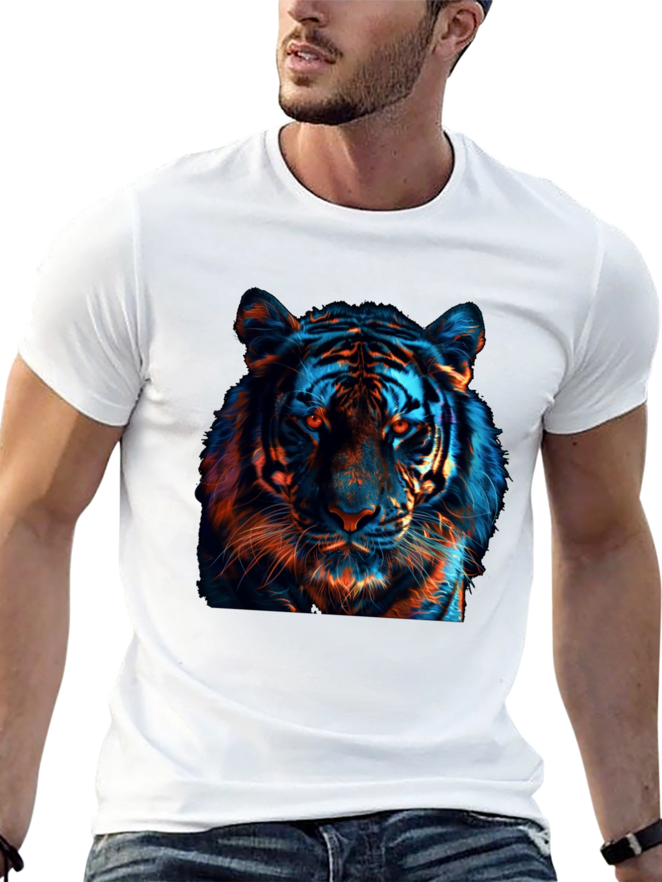 Cool Tiger Graphic Print Black T-Shirt