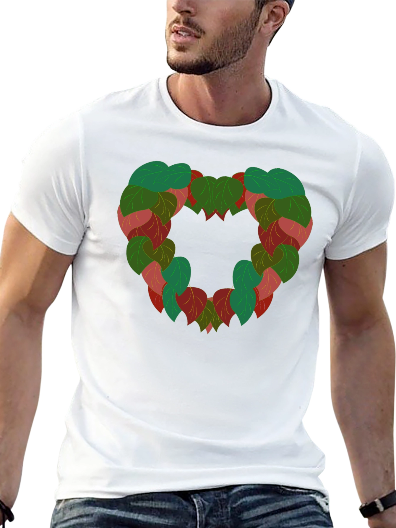Leaf Heart Graphic Tee - Nature Love Shirt