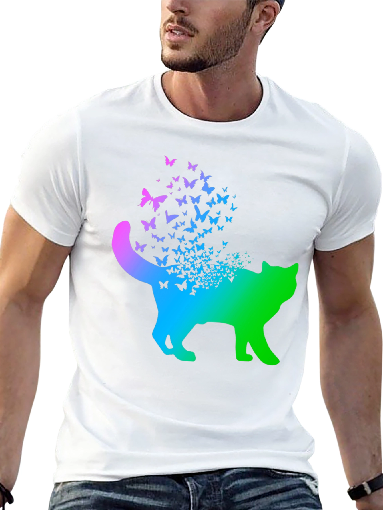 Butterfly Cat T-Shirt - Gradient Design