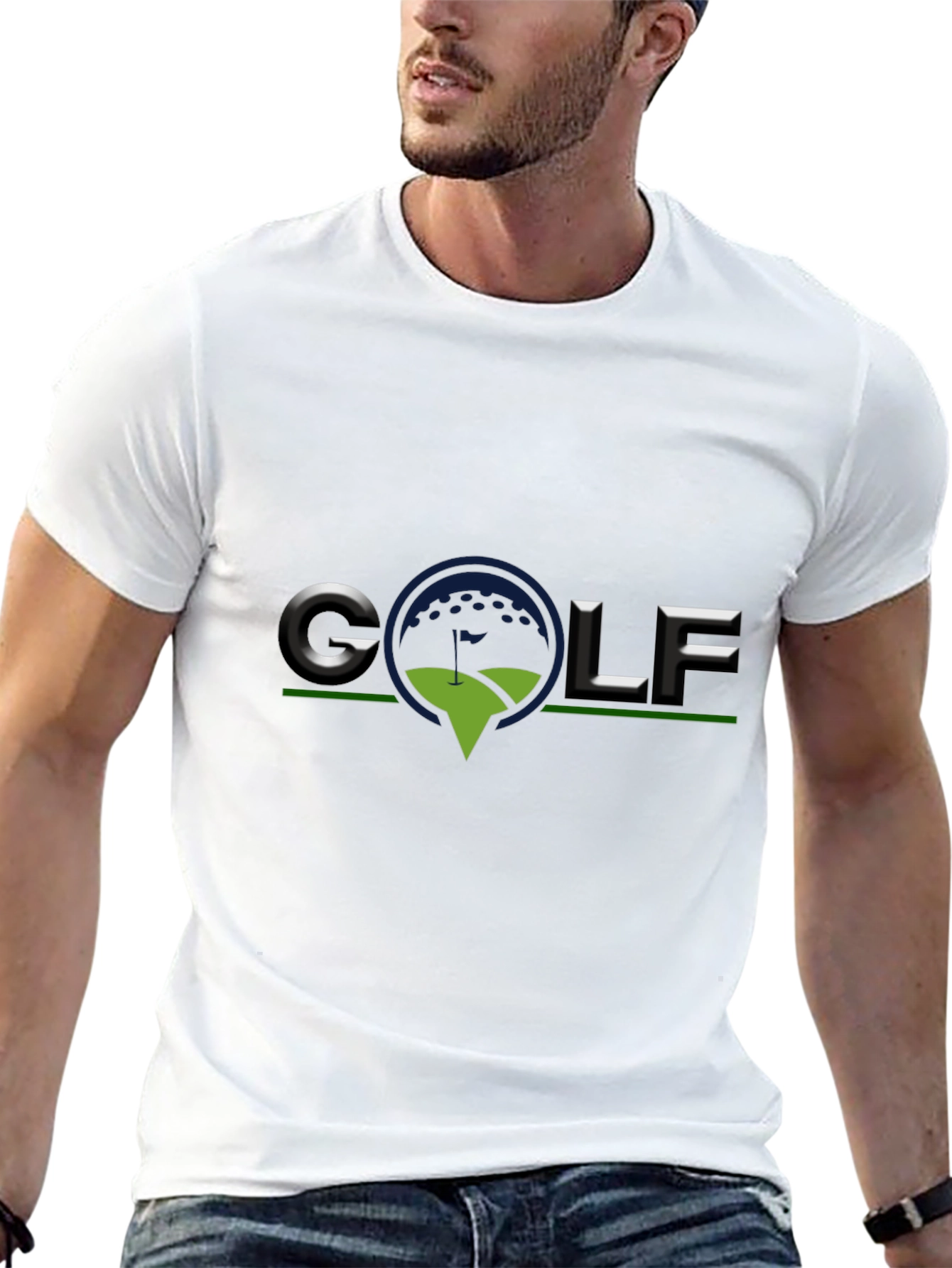Golf Logo Black T-Shirt - Sporty Casual Tee