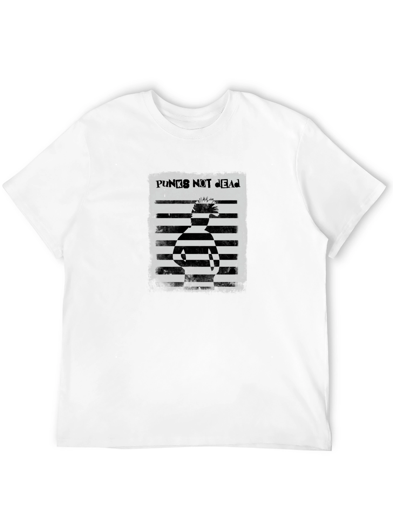 Punks Not Dead Striped Graphic Tee