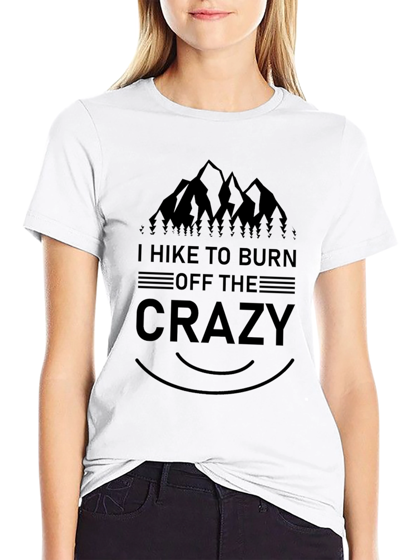 Hike to Burn Crazy Mens Black Graphic Tee