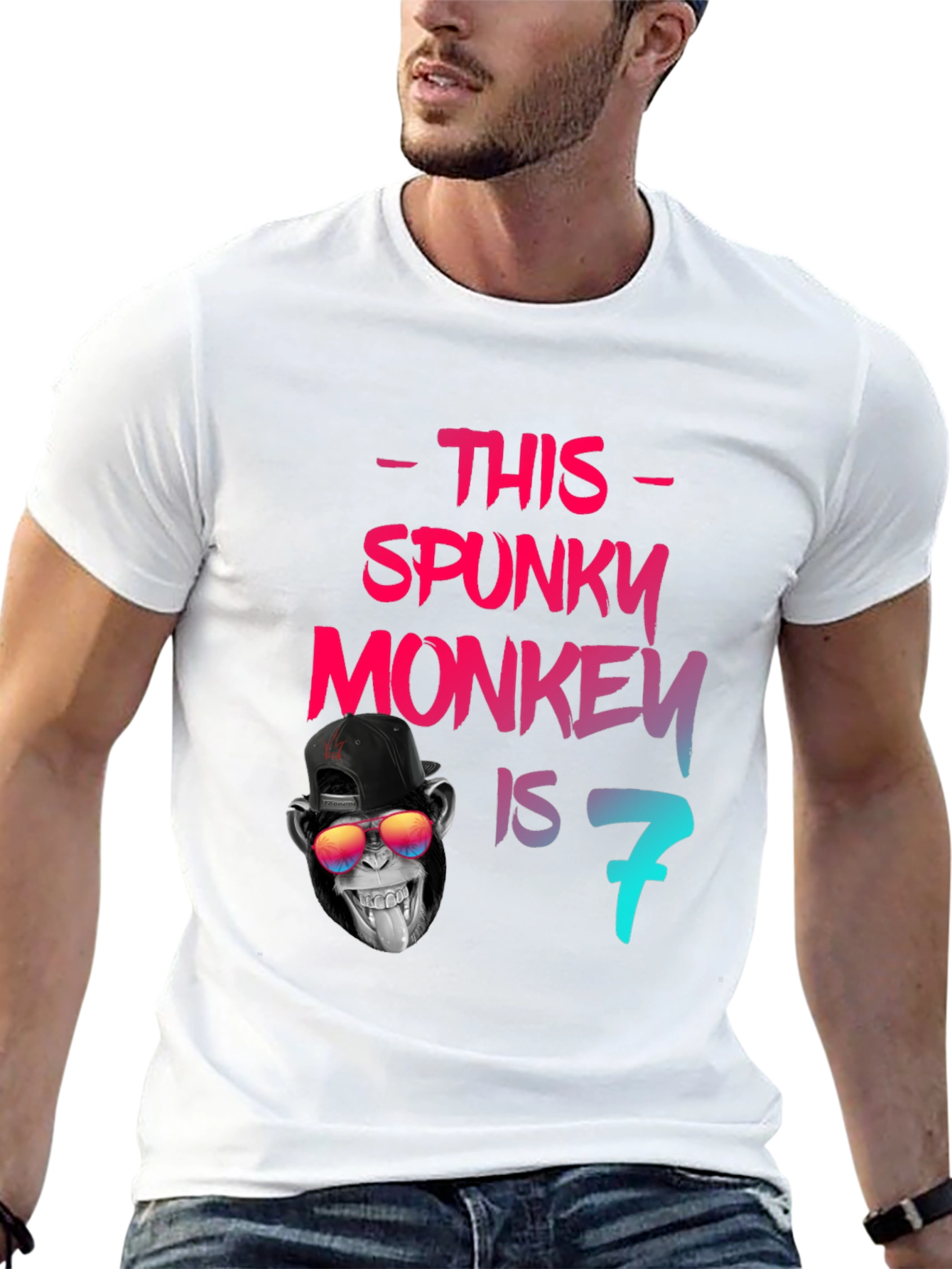Spunky Monkey Birthday T-Shirt - Seventh Birthday