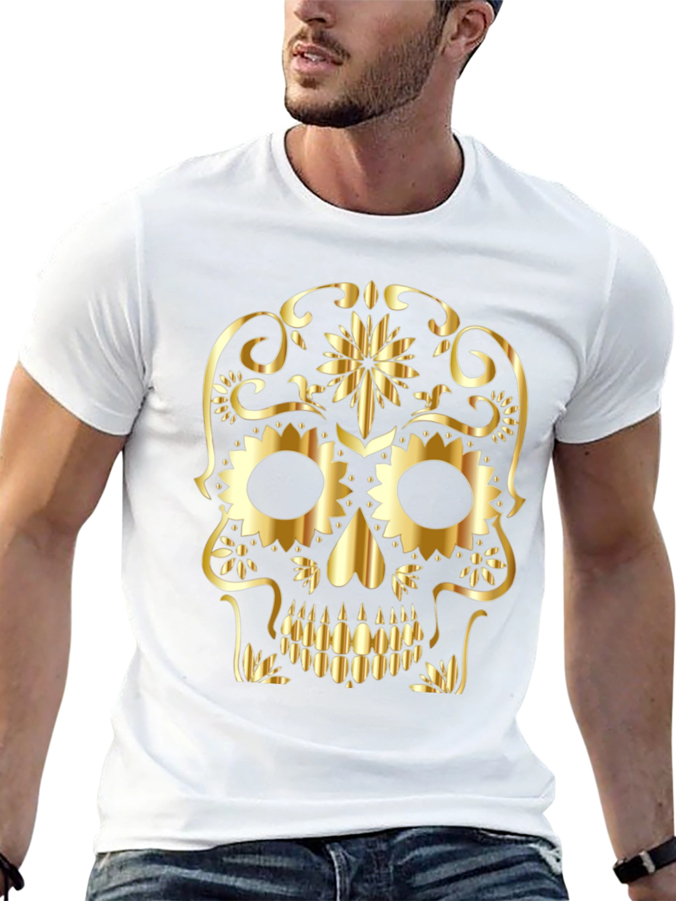 Golden Skull Graphic Tee - Black