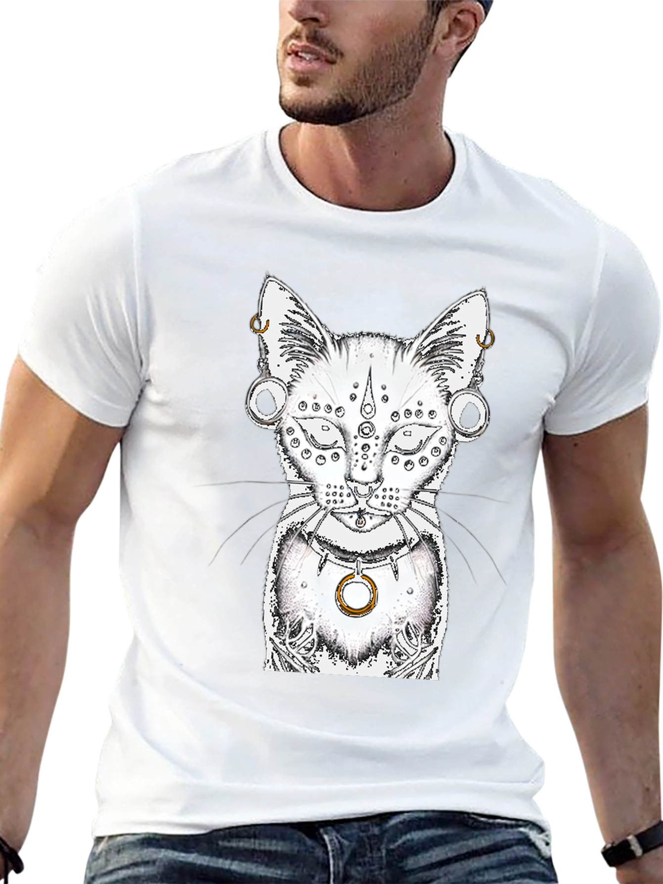 Mystic Cat Graphic Tee - Unique Design