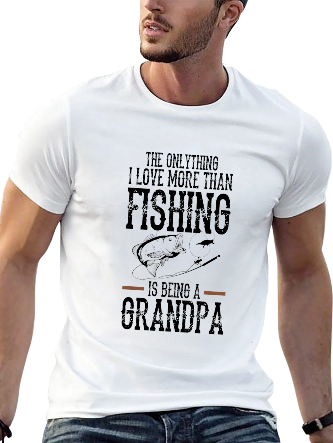 Fishing Grandpa Black Graphic T-Shirt
