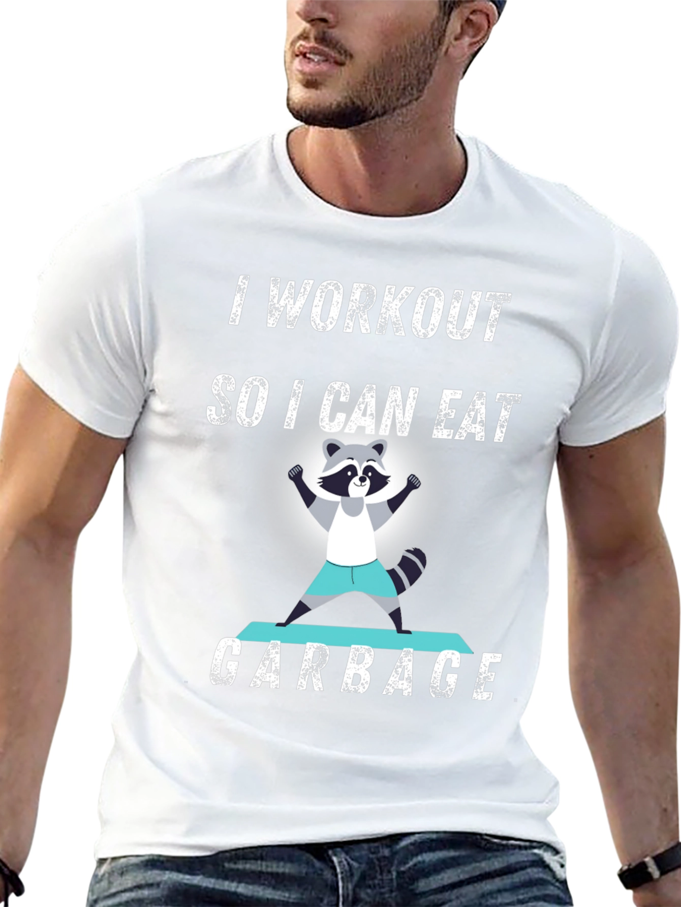 Workout to Eat Garbage Raccoon T-Shirt