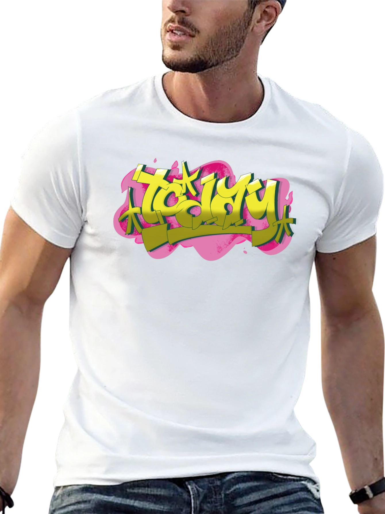 Trendy Graffiti Style Black T-Shirt