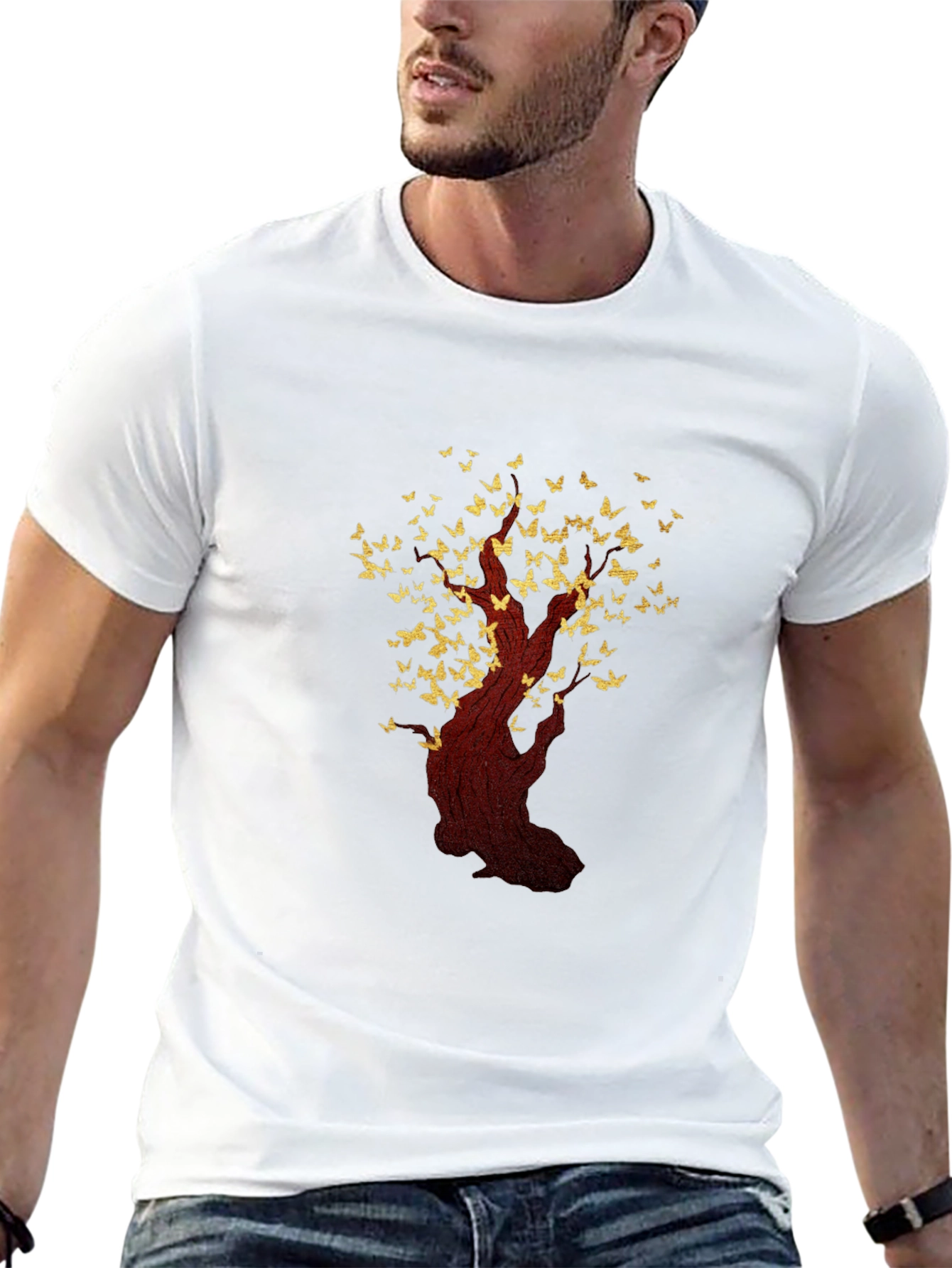 Butterfly Tree Graphic T-Shirt - Black