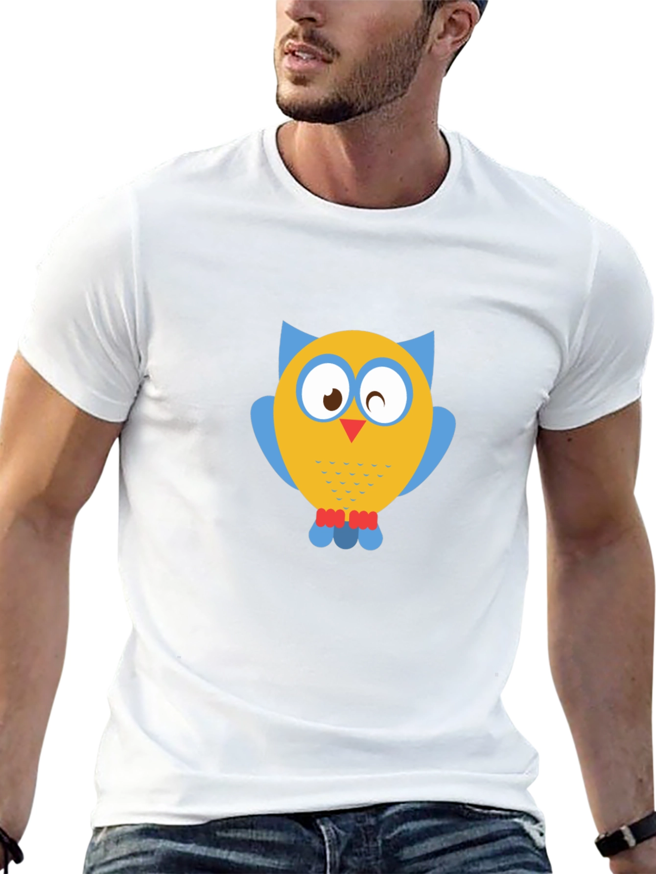 Owl Graphic Print Black T-Shirt