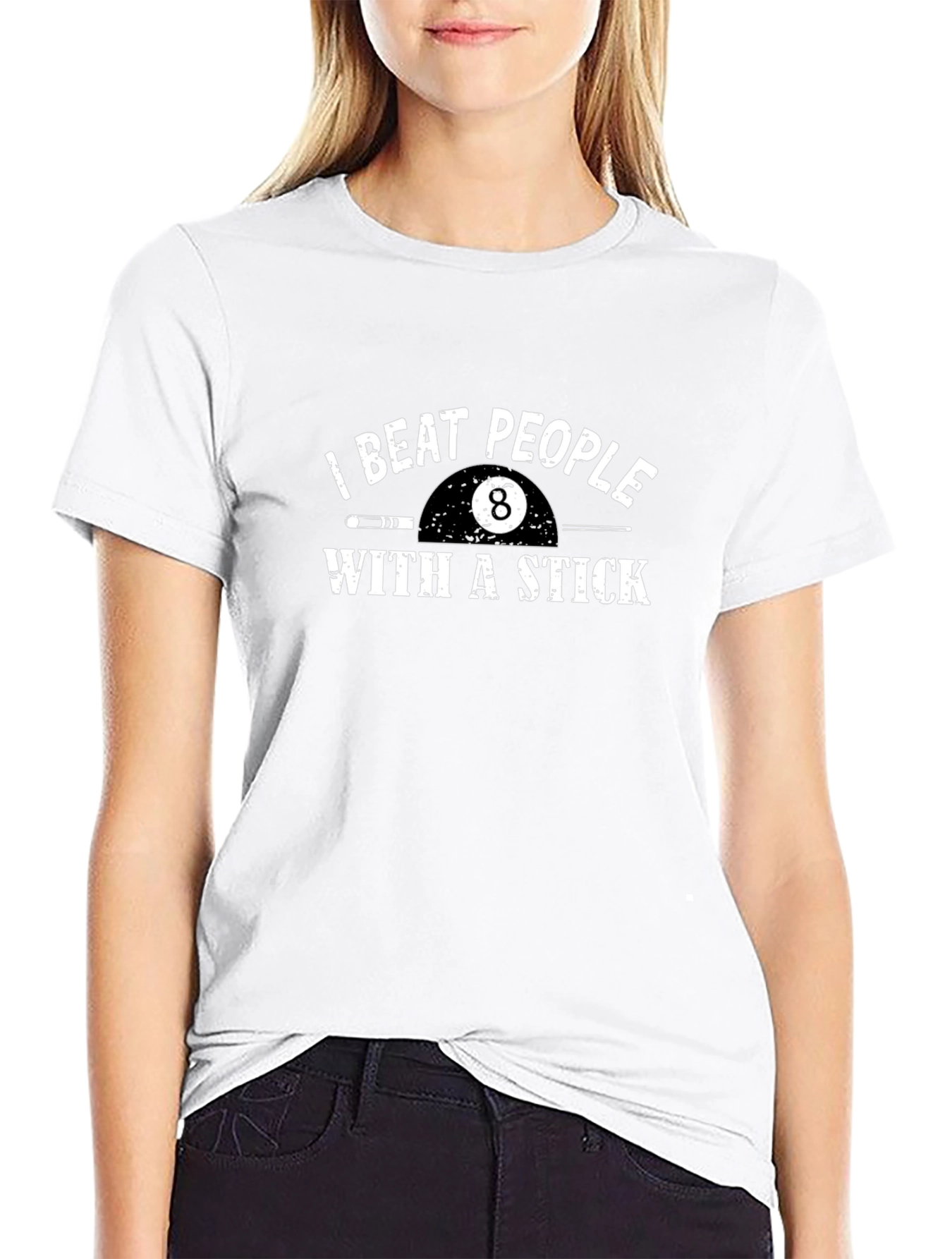 I Beat People With A Stick Funny Billiards T-Shirt