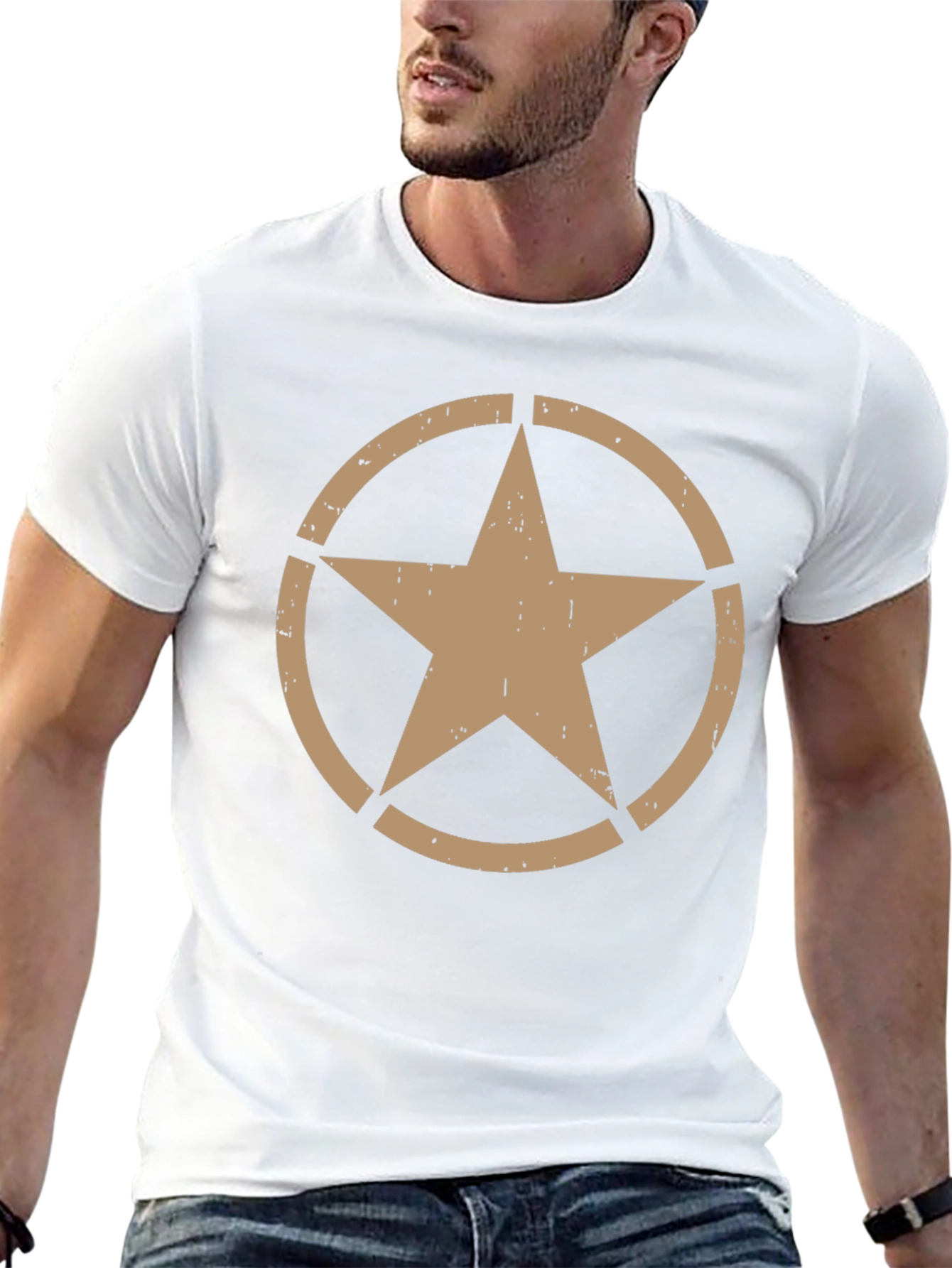 Distressed Star Graphic Black T-Shirt