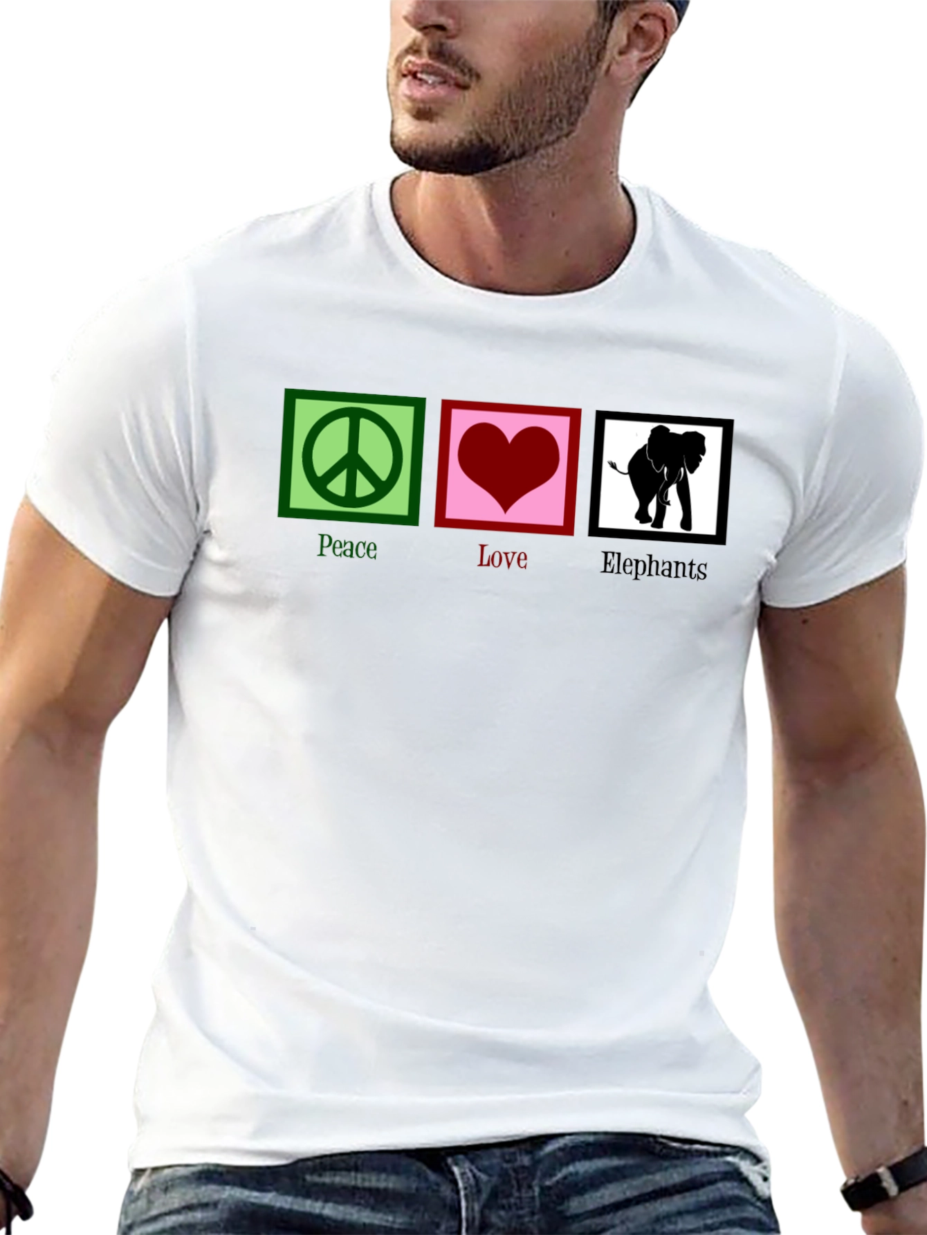 Peace Love Elephants Graphic T-Shirt