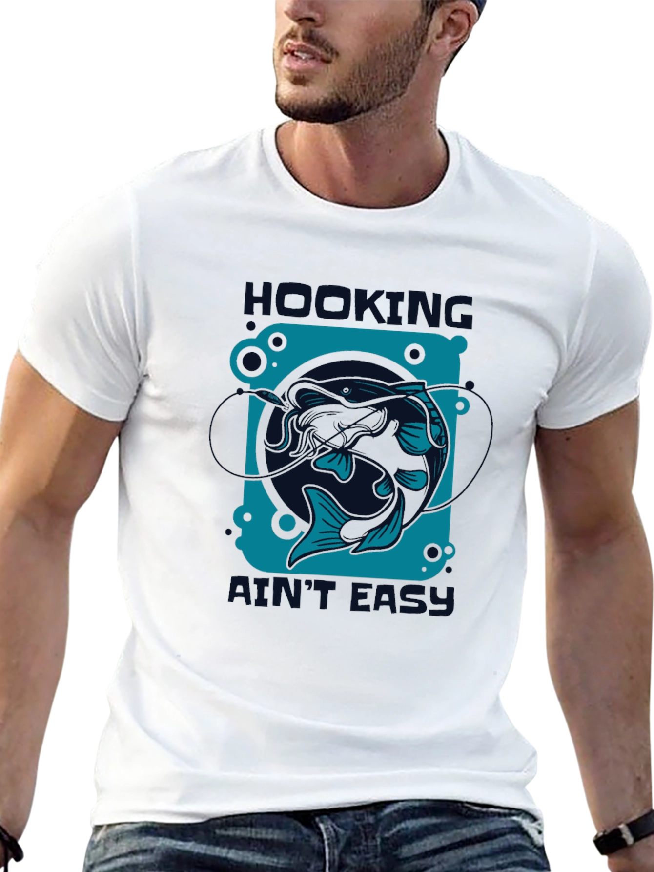 Hooking Aint Easy T-Shirt - Fishing Design