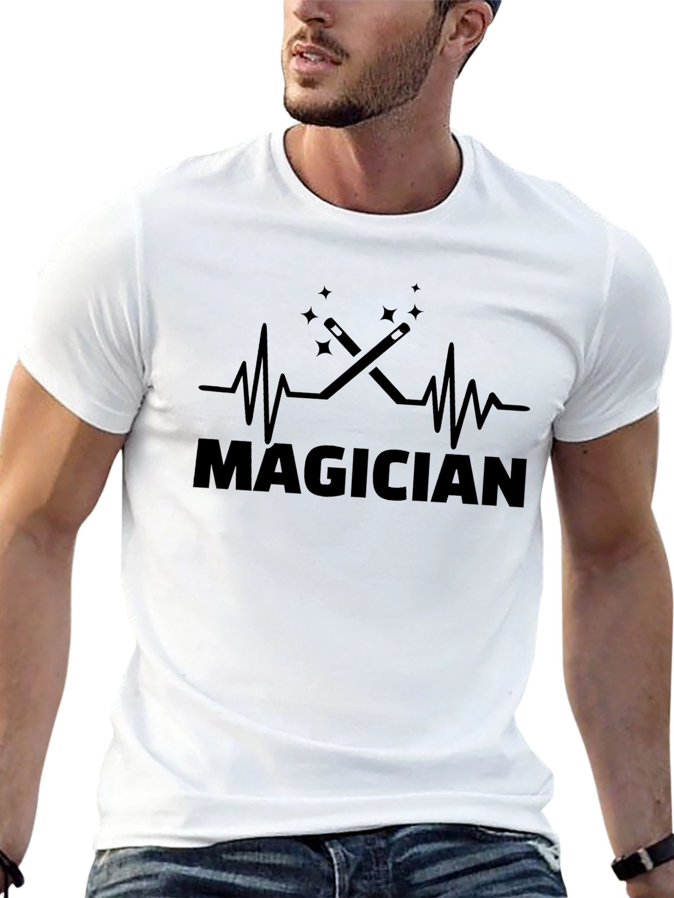 Magician Heartbeat Graphic Tee - Black T-Shirt