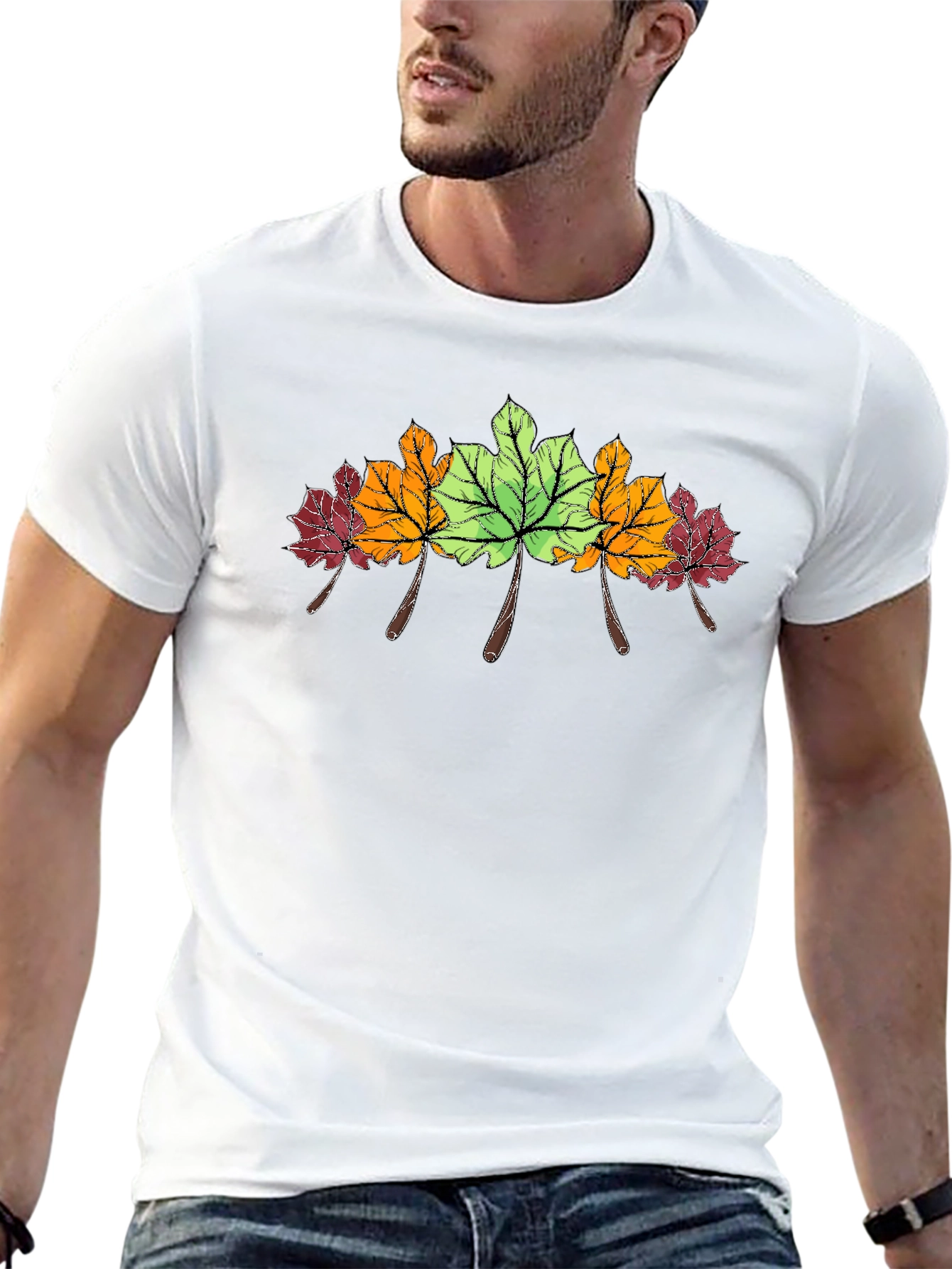 Autumn Leaves Graphic Tee - Nature Inspired Style