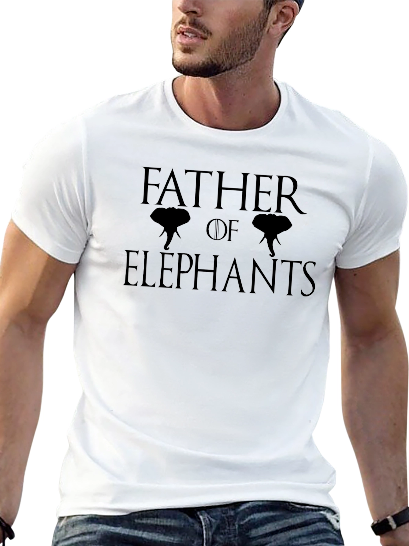 Father of Elephants Graphic Tee - Black Cotton T-Shirt