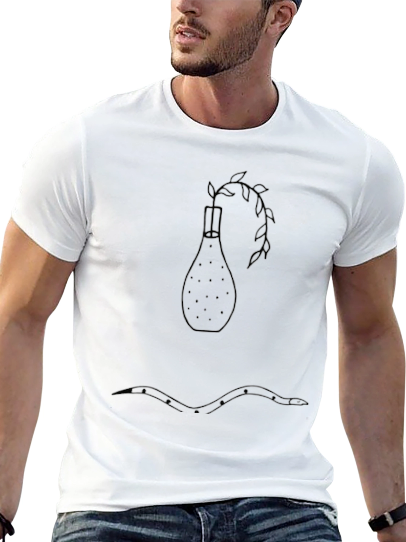 Minimalist Vase & Plant Black T-Shirt