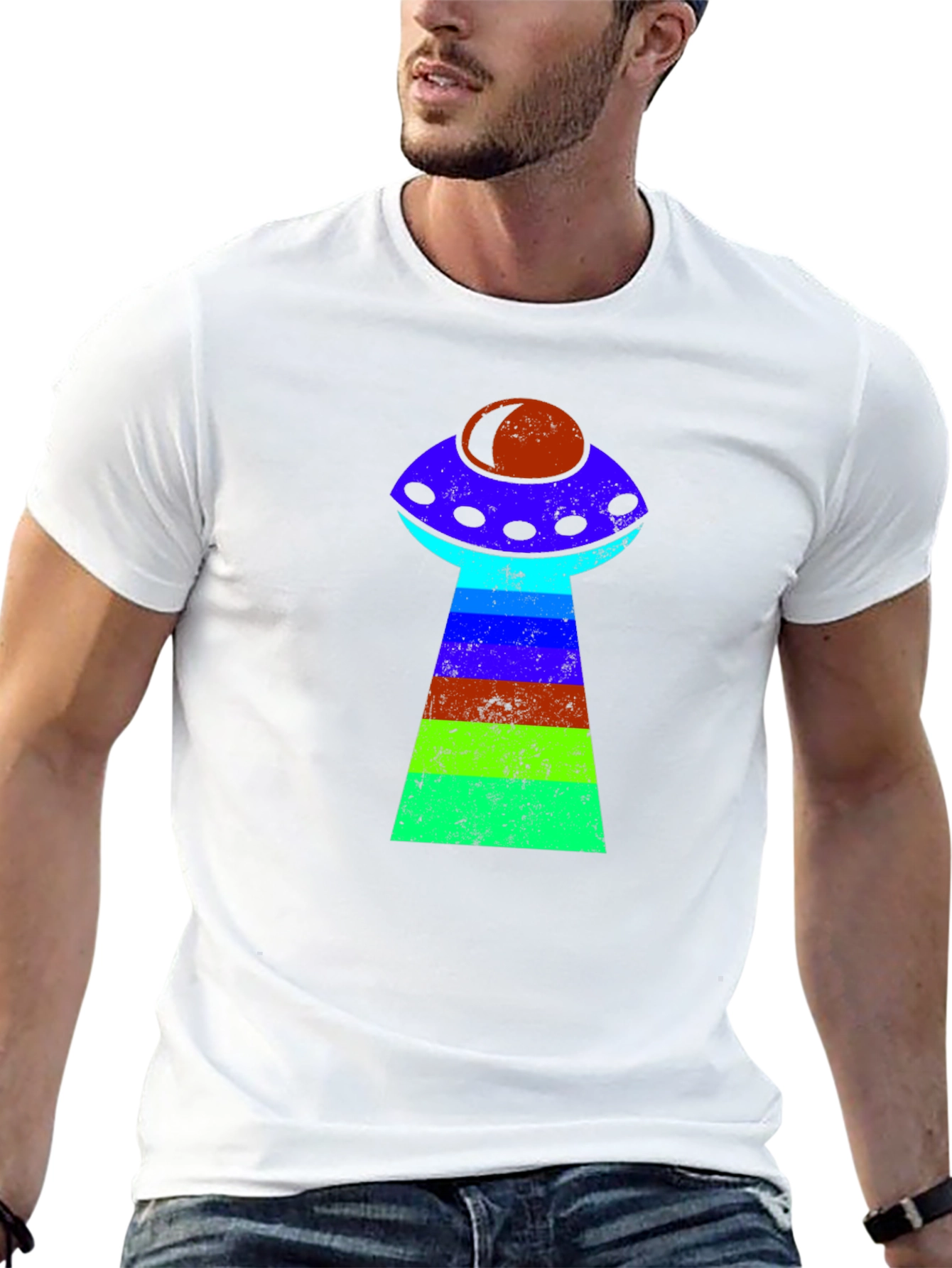Retro Alien UFO T-Shirt - Black Graphic Tee