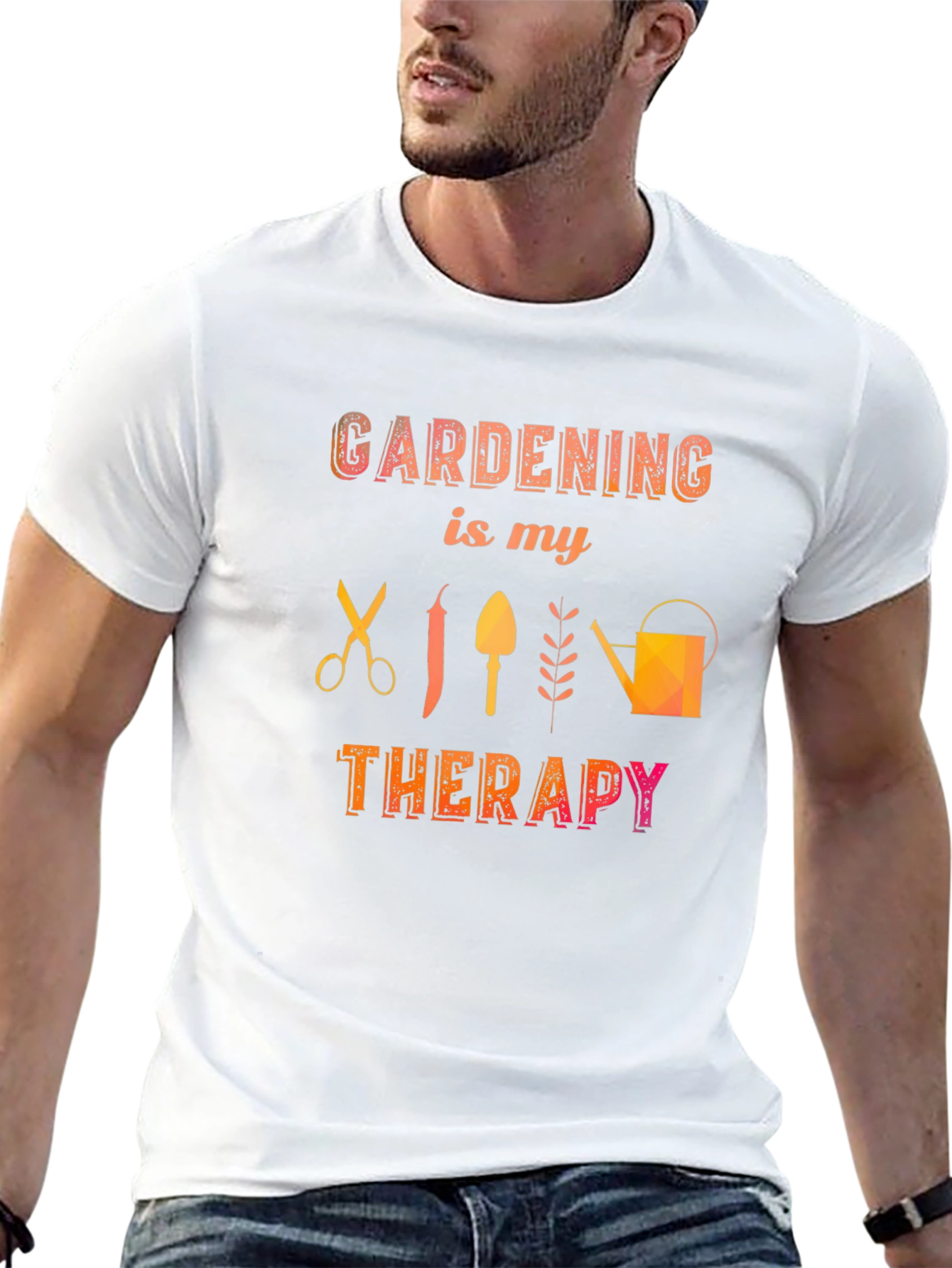 Gardening is My Therapy Black T-Shirt