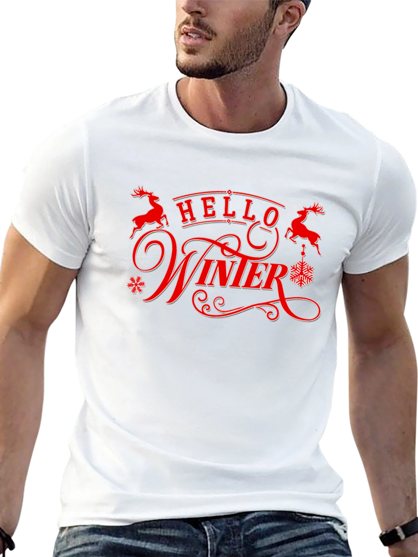 Hello Winter Graphic Tee - Holiday Season Shirt